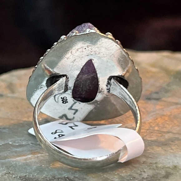 🛑SOLD🛑Raw Cut Amethyst Sterling Silver Ring Sz 9 CTW 30 - Picture 5 of 8